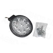 Фара LED АЕ27R-9LED-28РС круглая, рассеян. свет (115х28х142), 27W, 9 диодов 12В/24В АвтоЭлектрика