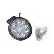 Фара LED АЕ27R-9LED-42РС круглая, рассеян. свет (115х42х142), 27W, 9 диодов 12В/24В АвтоЭлектрика