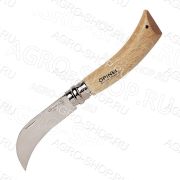 Нож садовый Opinel №8, нержавеющая сталь, с изогнутым лезвием, блистер, 000656